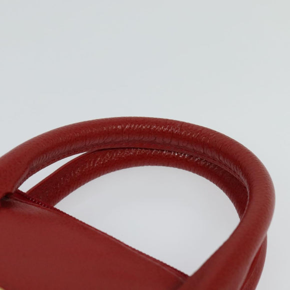 Burberrys Hand Bag Leather 2way Red Gold Auth 131634