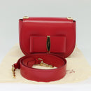 Salvatore Ferragamo Vala Shoulder Bag Leather Red Gold Auth 131636-12