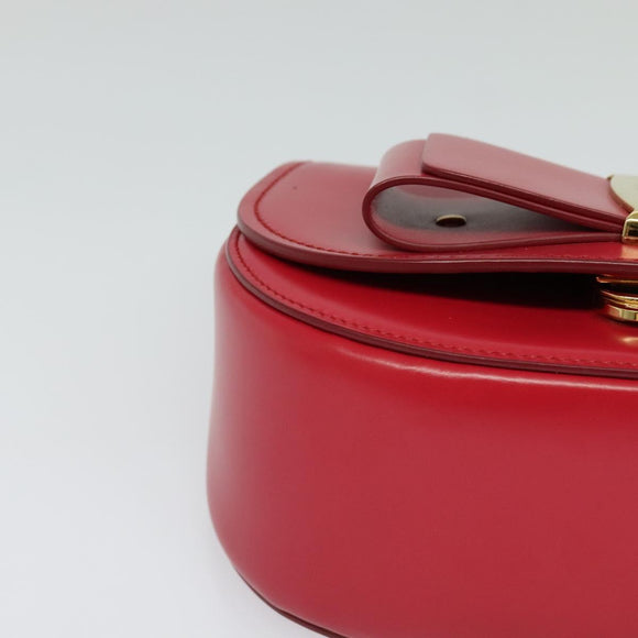 Salvatore Ferragamo Vala Shoulder Bag Leather Red Gold Auth 131636