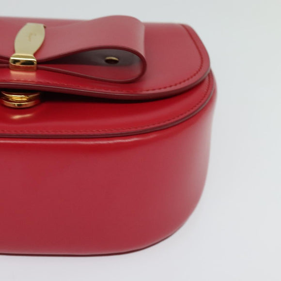 Salvatore Ferragamo Vala Shoulder Bag Leather Red Gold Auth 131636