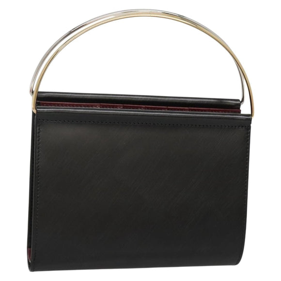 CARTIER Trinity Wallet Bag Hand Bag Leather Black Auth 131637V