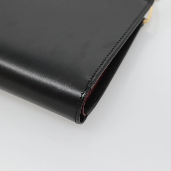 CARTIER Trinity Wallet Bag Hand Bag Leather Black Auth 131637V
