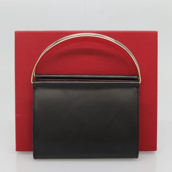 CARTIER Trinity Wallet Bag Hand Bag Leather Black Auth 131637V
