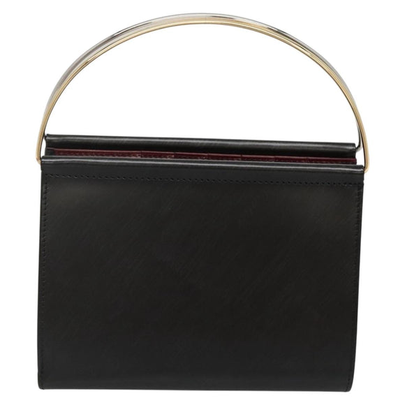 CARTIER Trinity Wallet Bag Hand Bag Leather Black Auth 131637V