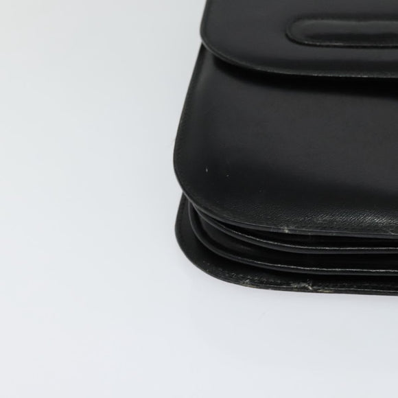 CELINE Shoulder Bag Leather Black Gold Auth 131641