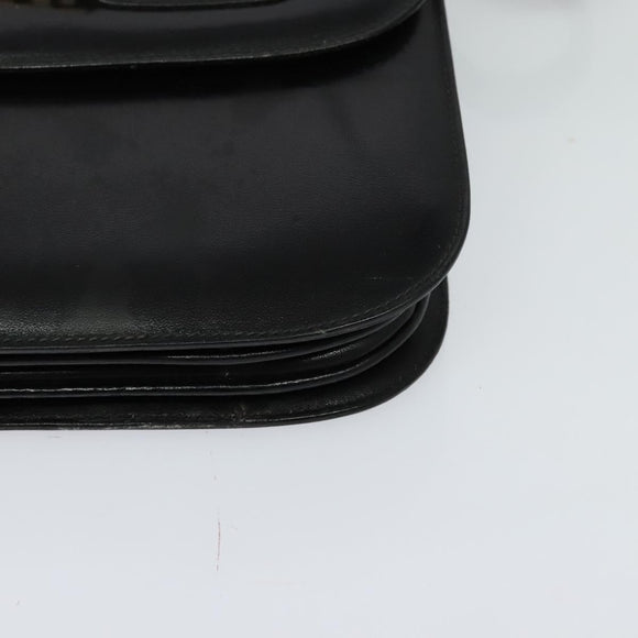 CELINE Shoulder Bag Leather Black Gold Auth 131641