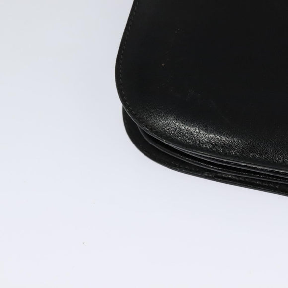 CELINE Shoulder Bag Leather Black Gold Auth 131641