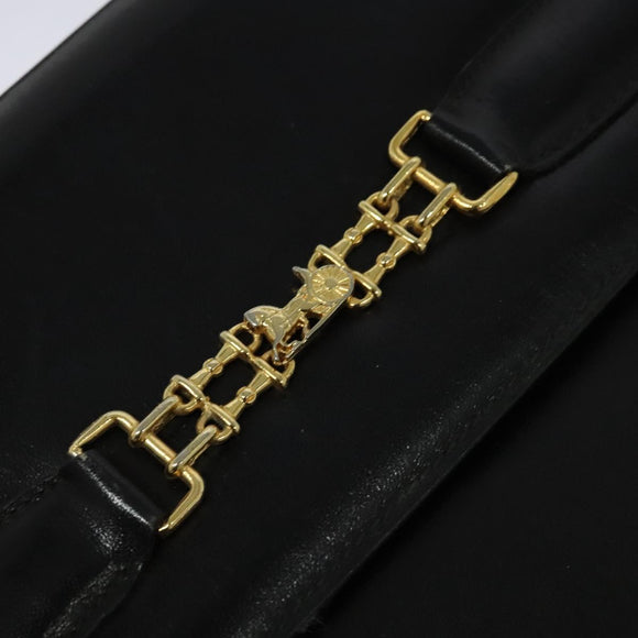 CELINE Shoulder Bag Leather Black Gold Auth 131641