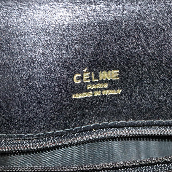CELINE Shoulder Bag Leather Black Gold Auth 131641