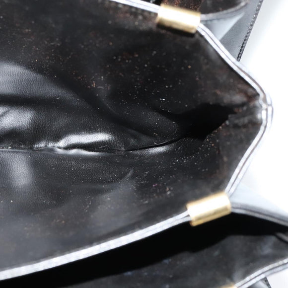 CELINE Shoulder Bag Leather Black Gold Auth 131641