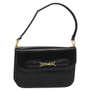 CELINE Umhängetasche Leder Schwarz Gold Auth 131641-1