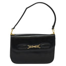 CELINE Shoulder Bag Leather Black Gold Auth 131641-13