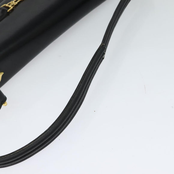 CELINE Shoulder Bag Leather Black Gold Auth 131641