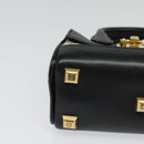 Salvatore Ferragamo Gancini Hand Bag Leather 2way Black Gold Auth 131643-9