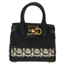 Salvatore Ferragamo Gancini Hand Bag Leather 2way Black Gold Auth 131643-13