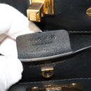Salvatore Ferragamo Gancini Hand Bag Leather 2way Black Gold Auth 131643-12