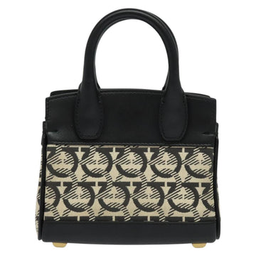 Salvatore Ferragamo Gancini Hand Bag Leather 2way Black Gold Auth 131643 - 0