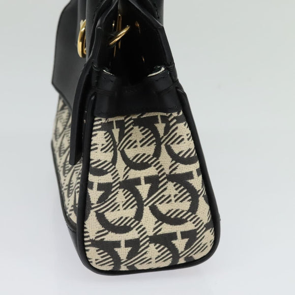 Salvatore Ferragamo Gancini Hand Bag Leather 2way Black Gold Auth 131643