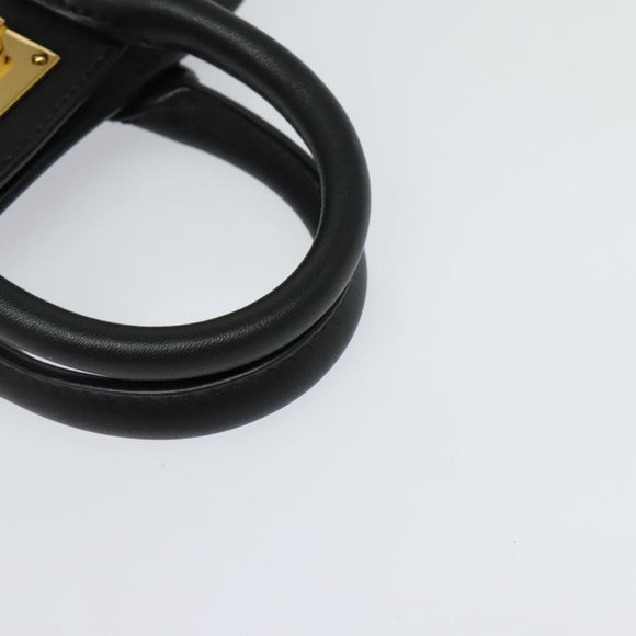 Salvatore Ferragamo Gancini Hand Bag Leather 2way Black Gold Auth 131643