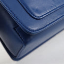 Salvatore Ferragamo Gancini Chain Shoulder Bag Leather Blue Gold Auth 131644M-16