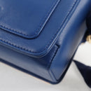 Salvatore Ferragamo Gancini Chain Shoulder Bag Leather Blue Gold Auth 131644M-17