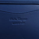 Salvatore Ferragamo Gancini Chain Shoulder Bag Leather Blue Gold Auth 131644M-18