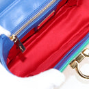 Salvatore Ferragamo Gancini Chain Shoulder Bag Leather Blue Gold Auth 131644M-10