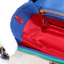 Salvatore Ferragamo Gancini Chain Shoulder Bag Leather Blue Gold Auth 131644M-23