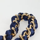 Salvatore Ferragamo Gancini Chain Shoulder Bag Leather Blue Gold Auth 131644M-14