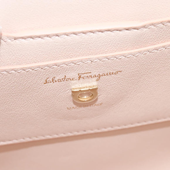 Salvatore Ferragamo Gancini Chain Hand Bag Leather 2way Pink Gold Auth 131645SM
