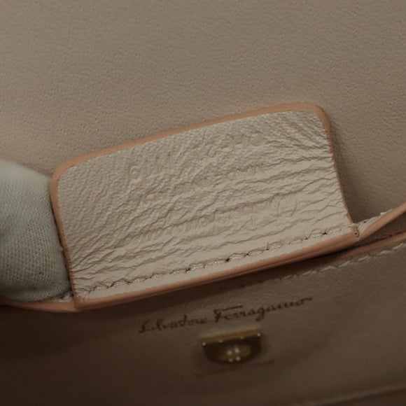 Salvatore Ferragamo Gancini Chain Hand Bag Leather 2way Pink Gold Auth 131645SM