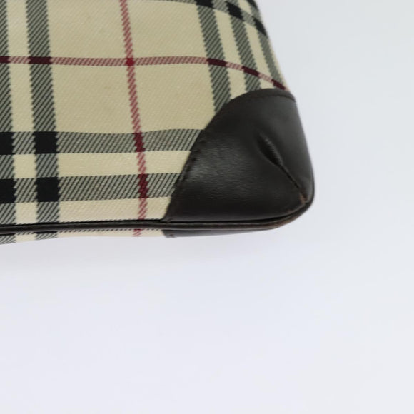 BURBERRY Nova Check Shoulder Bag Canvas Beige Silver Auth 131647