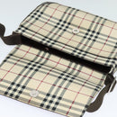 BURBERRY Nova Check Shoulder Bag Canvas Beige Silver Auth 131647-10