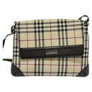 BURBERRY Nova Check Shoulder Bag Canvas Beige Silver Auth 131647-13