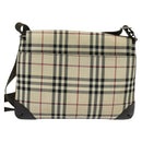 BURBERRY Nova Check Shoulder Bag Canvas Beige Silver Auth 131647-2
