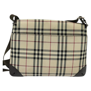 BURBERRY Nova Check Shoulder Bag Canvas Beige Silver Auth 131647 - 0