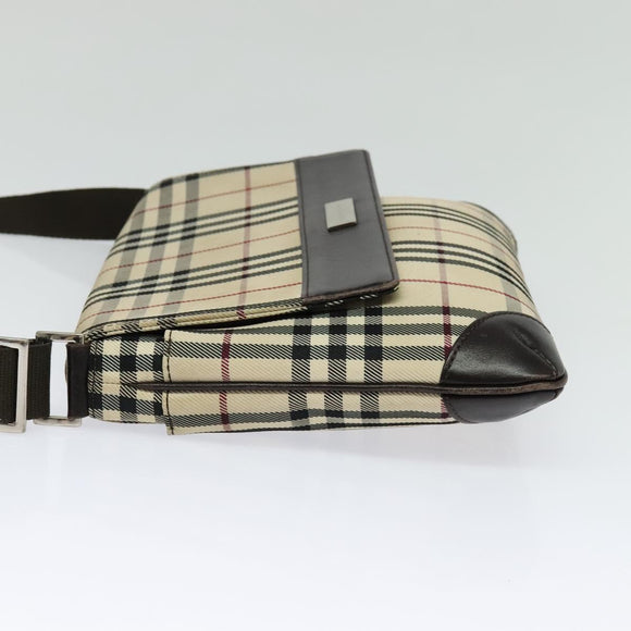 BURBERRY Nova Check Shoulder Bag Canvas Beige Silver Auth 131647