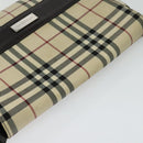 BURBERRY Nova Check Shoulder Bag Canvas Beige Silver Auth 131647-6