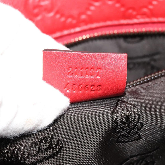 GUCCI GG Canvas Guccissima Tote Bag Leather Gold Red 211137 Auth 131649