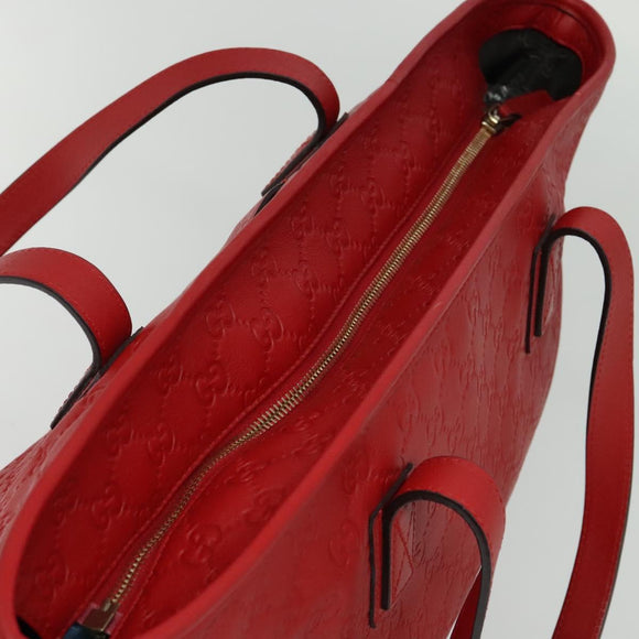 GUCCI GG Canvas Guccissima Tote Bag Leather Gold Red 211137 Auth 131649