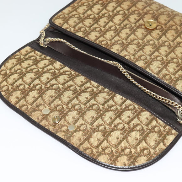 Christian Dior Trotter Canvas Chain Shoulder Bag Brown Auth 131653