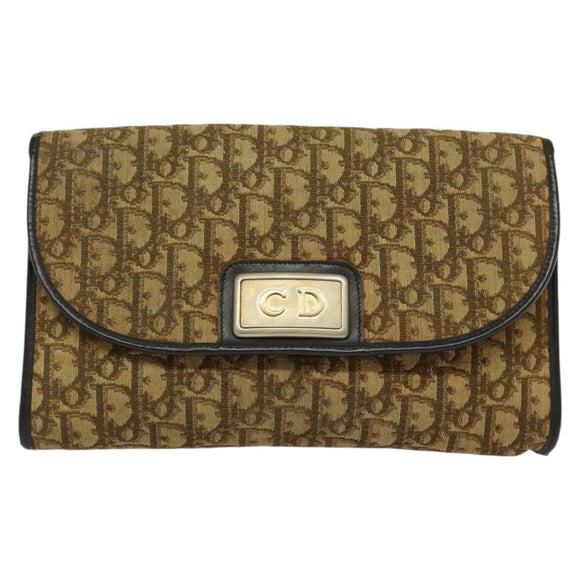 Christian Dior Trotter Canvas Chain Shoulder Bag Brown Auth 131653