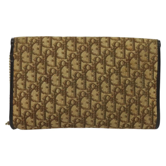 Christian Dior Trotter Canvas Chain Shoulder Bag Brown Auth 131653