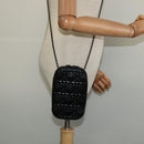 Christian Dior Chain Shoulder Bag Leather Black Auth 131654-22