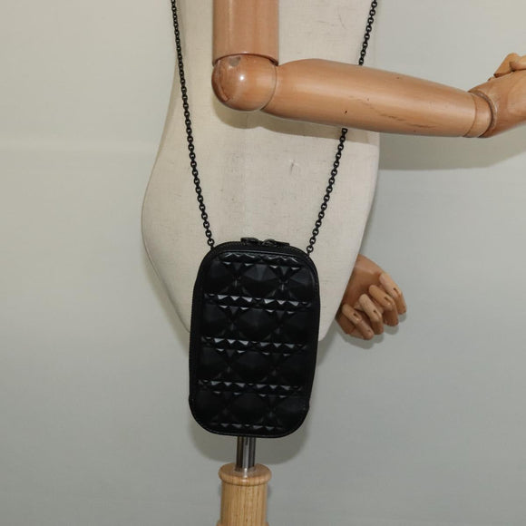 Christian Dior Chain Shoulder Bag Leather Black Auth 131654