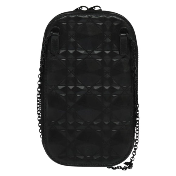 Christian Dior Chain Shoulder Bag Leather Black Auth 131654