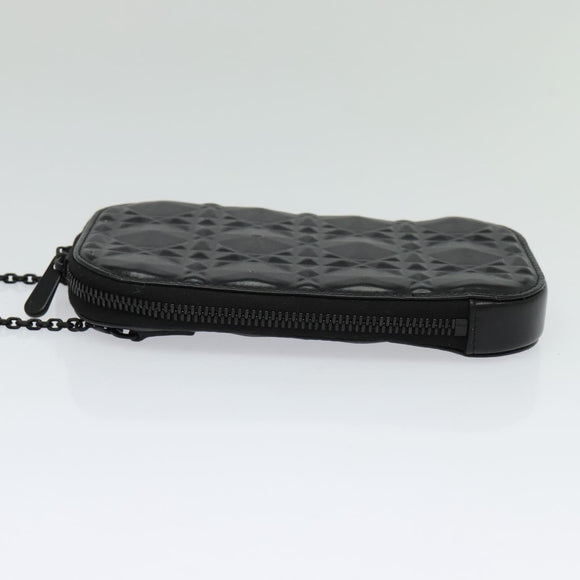 Christian Dior Chain Shoulder Bag Leather Black Auth 131654