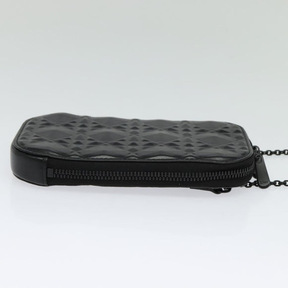 Christian Dior Chain Shoulder Bag Leather Black Auth 131654