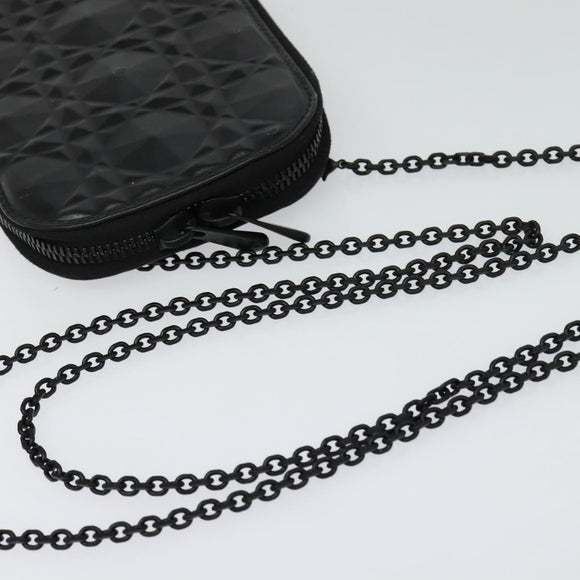Christian Dior Chain Shoulder Bag Leather Black Auth 131654