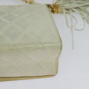 CHANEL Matelasse Chain Shoulder Bag Lamb Skin White Gold CC Auth 131655-16